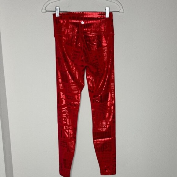 Lululemon Athletica Shiny Red Graphic Leggings - Picture 3 of 4